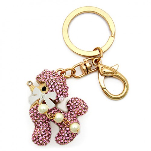 Key Chain - Rhinestone Poodle - Pink -KC-HFK5911PK
